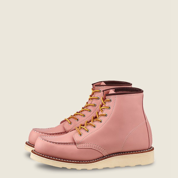 Bottes Red Wing Heritage - 6-Inch Classic Moc - Short Boundary Cuir - Rose - Femme 874DHJCTS